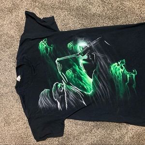 Vintage skull shirt with green flames